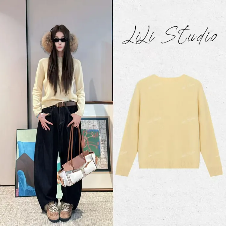 PCNY丨不理理「晨梦暖织」山羊绒绵羊毛圆领显瘦保暖长袖针织衫