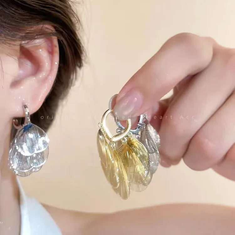 合金无非金属耳饰 镂空蝶翼流苏耳环女2026新款轻奢高级感耳饰时