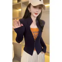【娜哥069】假两件拉链秋装T恤女长袖螺纹打底衫辣妹修身秋季显瘦