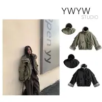 【YWYW25F/W】冬季百搭复古收腰拆卸毛领保暖手袖棉服外套5829