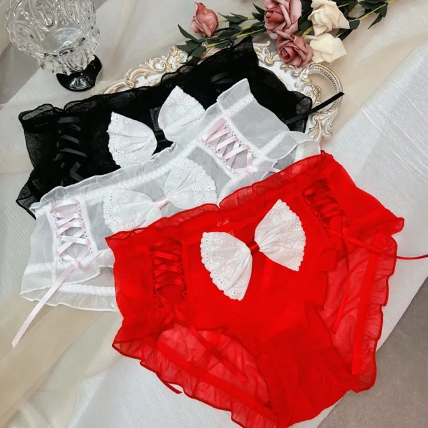 260斤大码高腰可爱蝴蝶结棉裆少女感透气薄款女士三角内裤