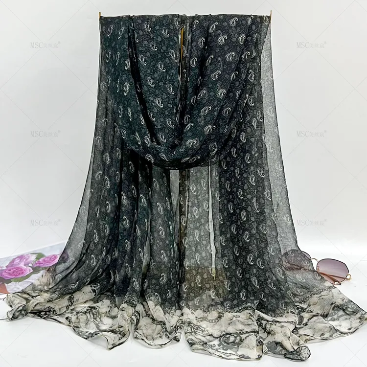 美丝宸【墨色腰果】140*180秋冬新款大尺寸丝巾琥珀流光保暖围巾女