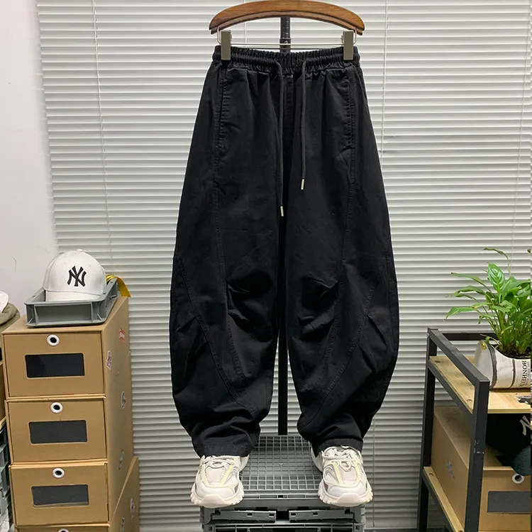 日系潮牌直筒宽松阔腿裤男款2025春秋新款高街机能工装山系休闲裤