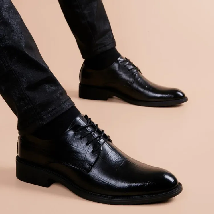 【香港DcSU&Shoes官方正品】鞋子青年英伦透气内增高尖头正装皮鞋