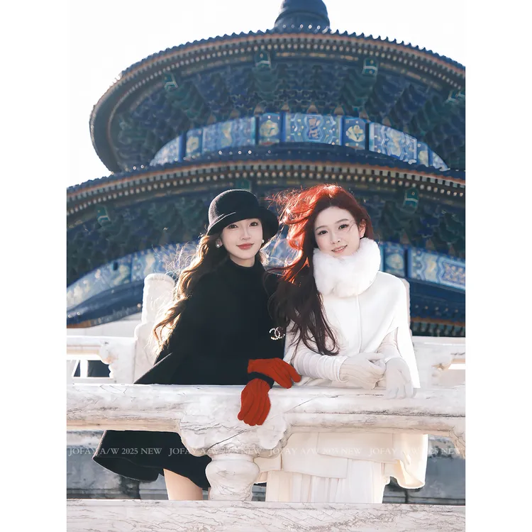 |千金斗篷| 娃娃翻领斗篷大衣 黑白两色 冬款时尚简约气质 W2911