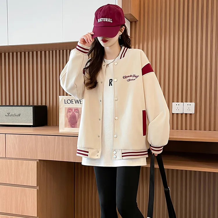 美式刺绣棒球服外套女春秋新款时尚宽松夹克初高中学生学院风上衣