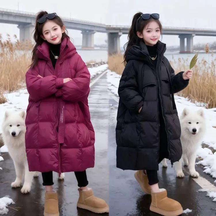 女童羽绒服冬季2025新款洋气儿童韩版中长款秋冬装保暖白鸭绒外套