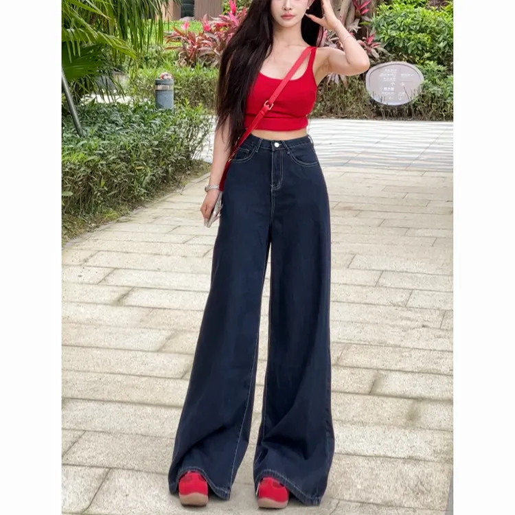 宽松垂坠感原牛阔腿裤女2025年秋季新款百搭显瘦显高拖地拖地长裤
