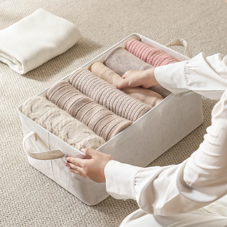 【母婴级抗菌版】年终大促天山棉麻家用衣物裤子布艺理收纳筐圣诞