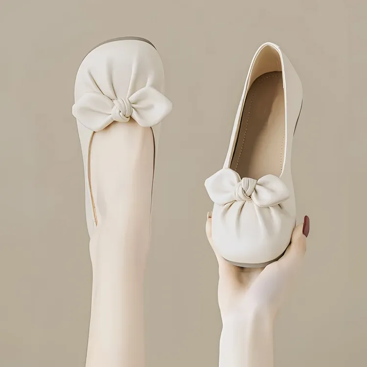 菲南慕2025新款单鞋玛丽珍鞋浅口圆头温柔蝴蝶结软底软面女鞋1007