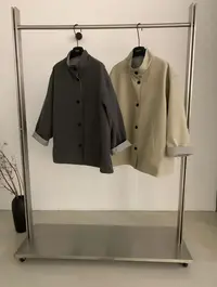 【清仓】韩系双面格子立领风衣外套85865-1
