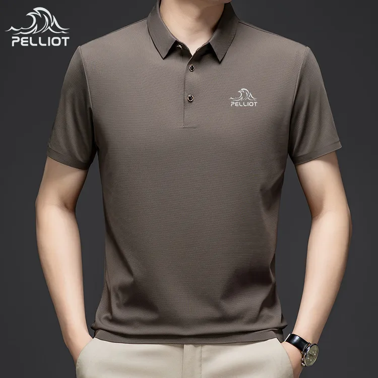 伯希和中青年男士新款POLO衫夏季冰丝透气速干衣休闲商务翻领半袖