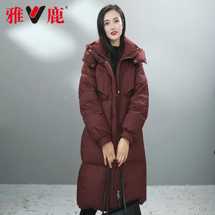 雅鹿琥珀流光风石墨烯羽绒服女显瘦反季大清仓户外中长款冬季保暖