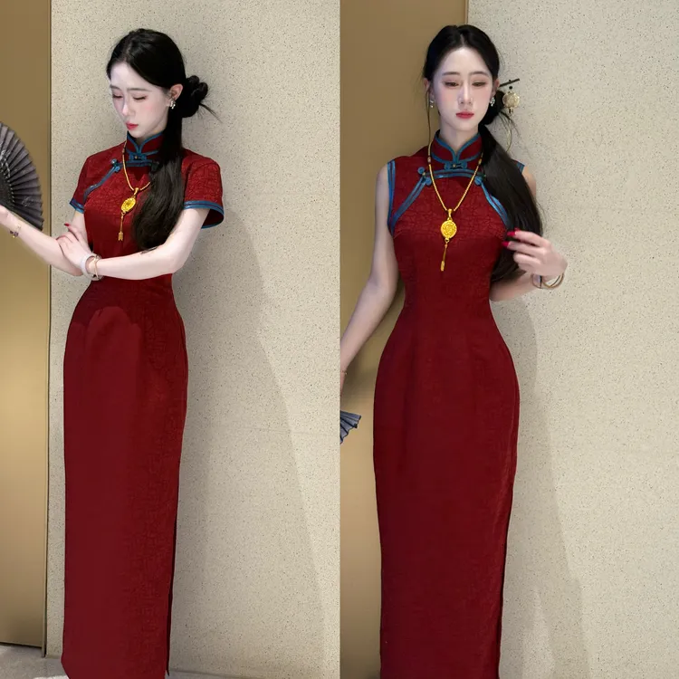 LHMknk1画报夫人原创自制古法仿龟裂夏季日常订婚礼服女红墙良人