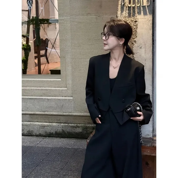 【bella出街】秋季新品街头出走高级感西装外套+西装弯刀裤BB50405