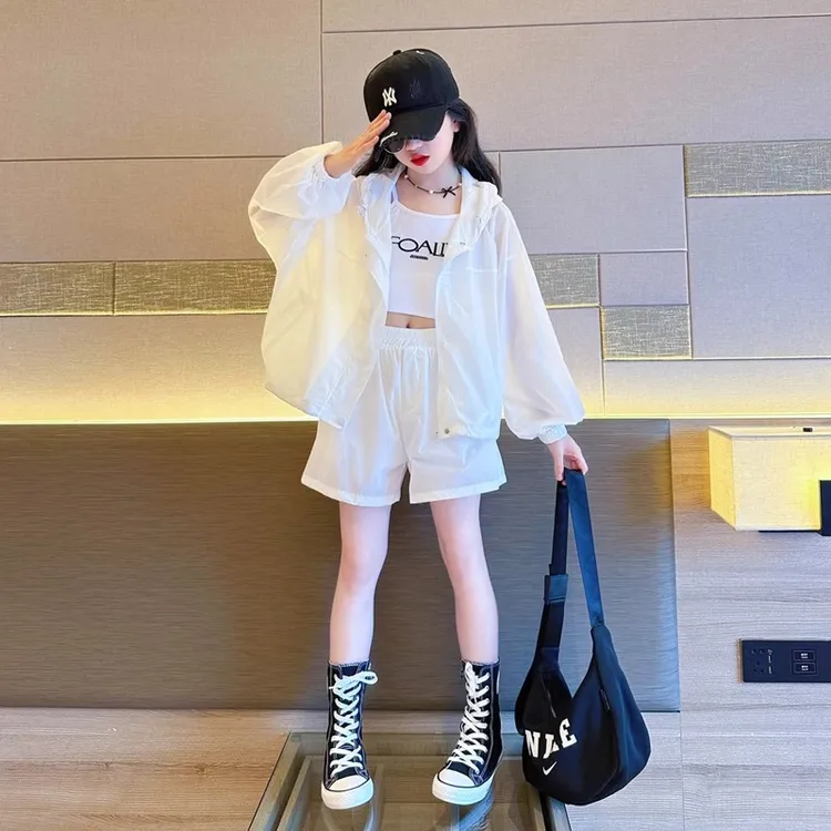 防晒儿童套装女时尚洋气时髦夏装女大童夏日穿搭女孩网红炸街衣服