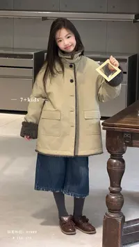 2025冬新品女童韩版派克服可立领加厚毛领夹克百搭童装外套81809