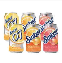 港版sunkist新奇士 橙汁 有气西柚汁 有气橙汁 有气柠檬