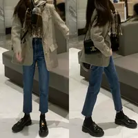 【云溪专属】2025年秋冬新款毛边烟管裤小个子牛仔裤女高腰九分直筒
