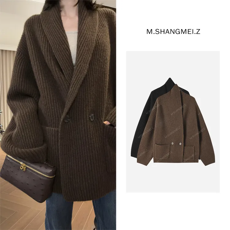 M.SHANGMEI.Z/沐熙【复古腔调】美大哥轻奢牦牛绒毛衣外套X113336