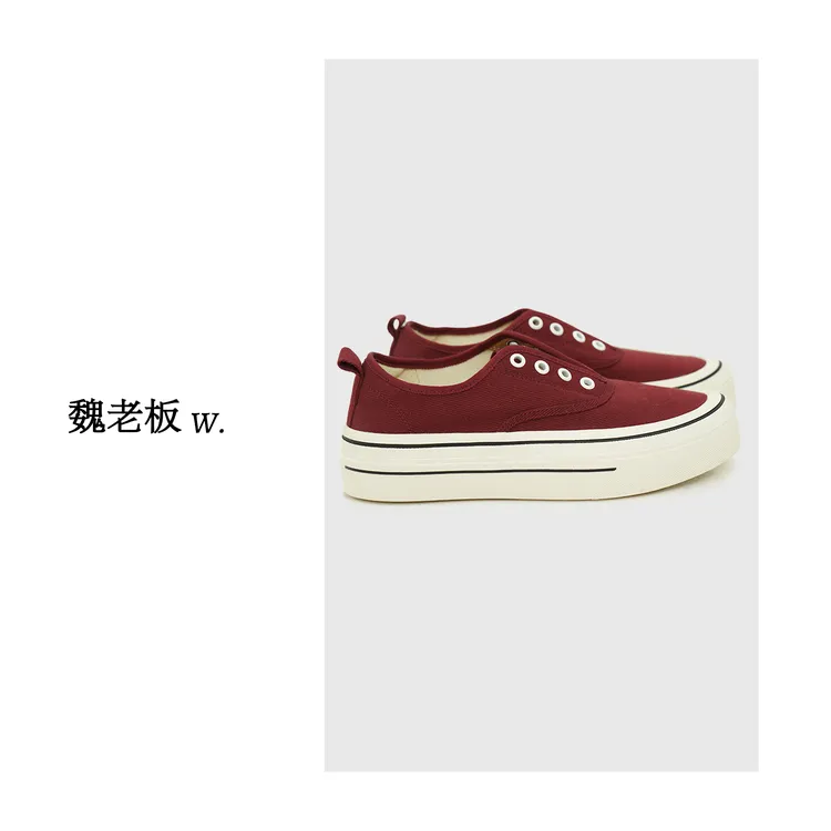 W.Diva【霓虹】春季复古百搭厚底帆布鞋时尚低帮运动鞋0X21S0023