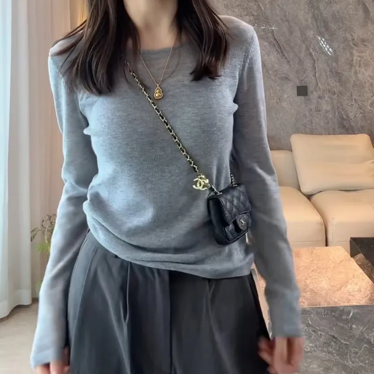 流光风针织打底衫内搭女款长袖修身针织上衣LK2505997