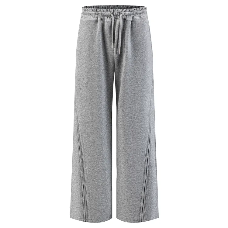 ANYWEAR 刀割廓形A字卫裤320g云心棉软糯丝滑空气层直筒长裤