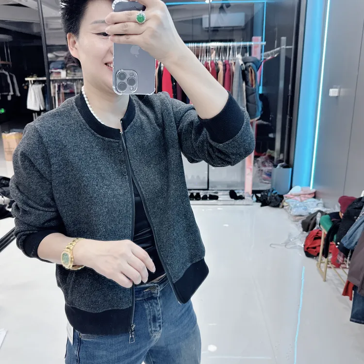 超好穿保暖仿羊绒内里水晶绒2色外套5930欧美