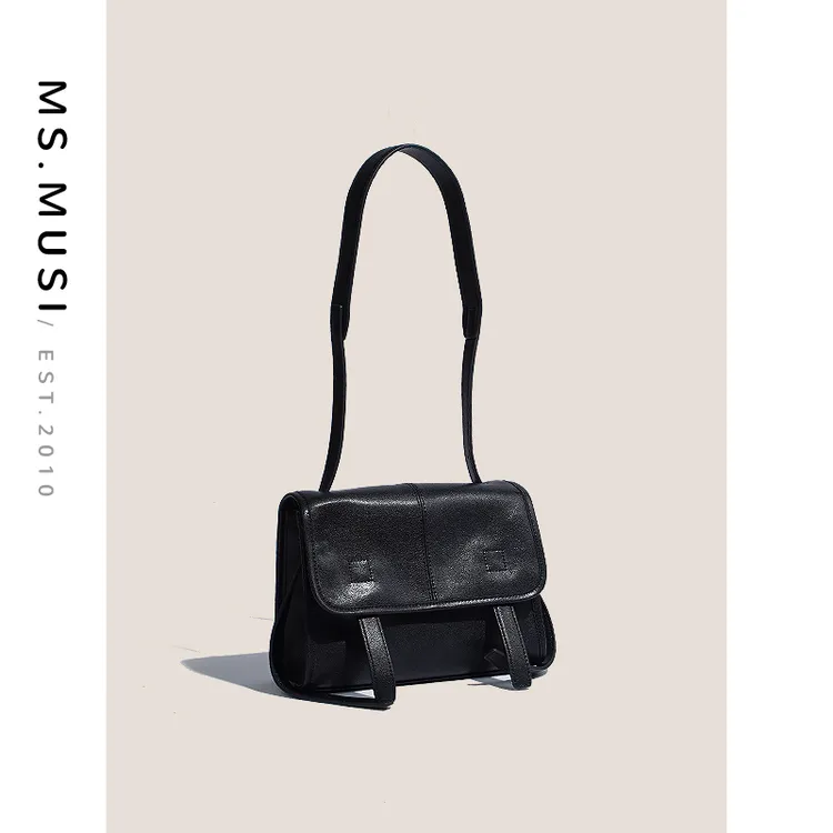 ms.musi真皮邮差包小众设计复古高级牛皮剑桥包男女同款#195336