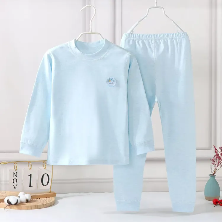 儿童无骨彩棉内衣套装男女童睡衣长袖秋衣秋裤宝宝婴儿衣服春秋套