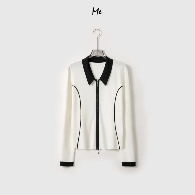 ME【小翻领】2025新款通勤翻领时尚千金风女士绵羊毛毛衣女MEQC1665