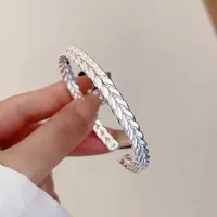 足银手镯 36号麦穗手镯穗穗平安麻花编织开口手环女简约国风时尚