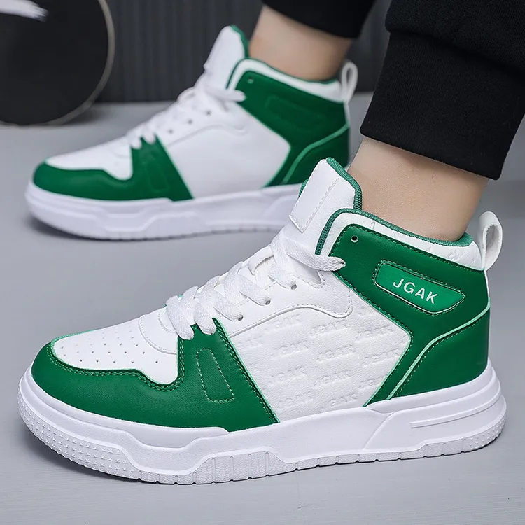 跨境大码50码新款高帮休闲板鞋男款青少年厚底耐磨运动滑板鞋潮鞋