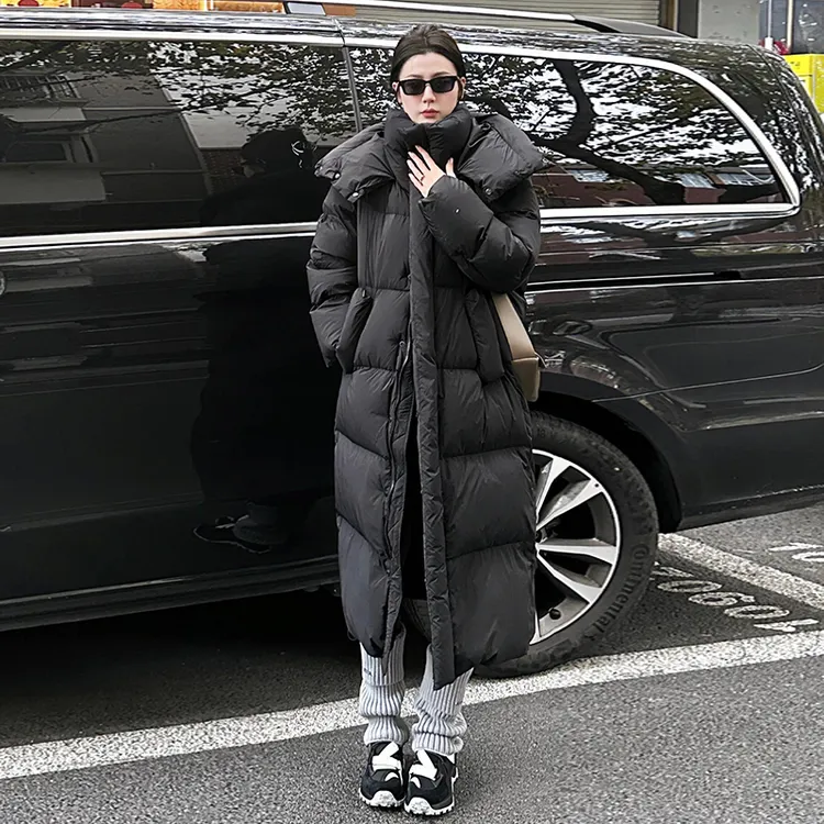 韩系长款过膝羽绒棉服女秋冬季宽松显瘦法式小众加厚保暖棉袄外套