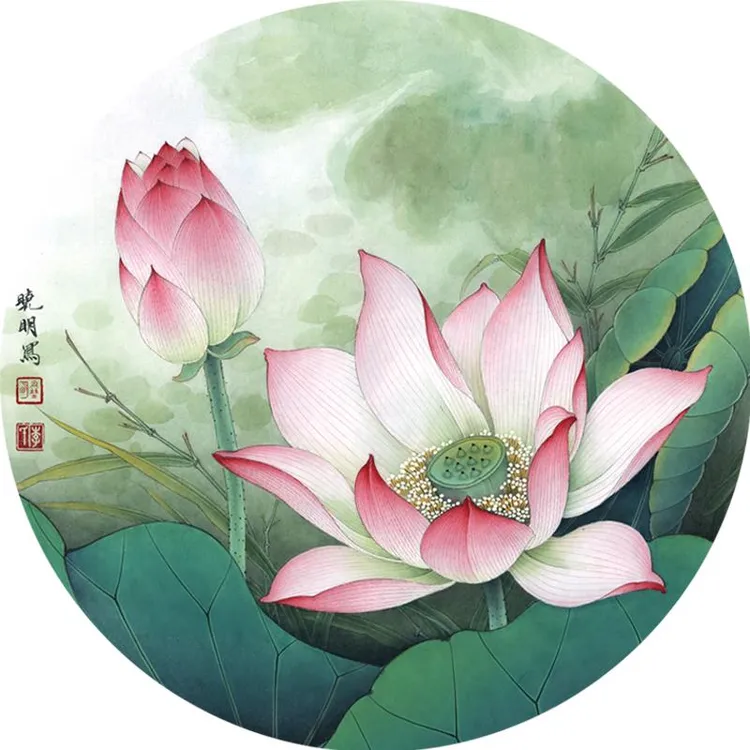 圆形荷花地毯家用美式客厅卧室床边电脑椅地垫中式禅舞吊篮防优选