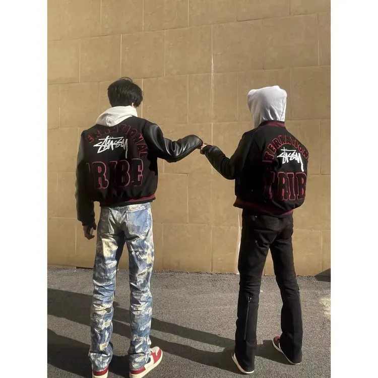 毛呢拼凯美拉厚皮料夹克日系ins文艺百搭新款原宿气质潮流慵懒