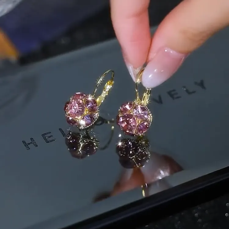 铜合金锆石耳饰 水晶耳扣耳环女轻奢网红秋冬耳饰2025年新款潮