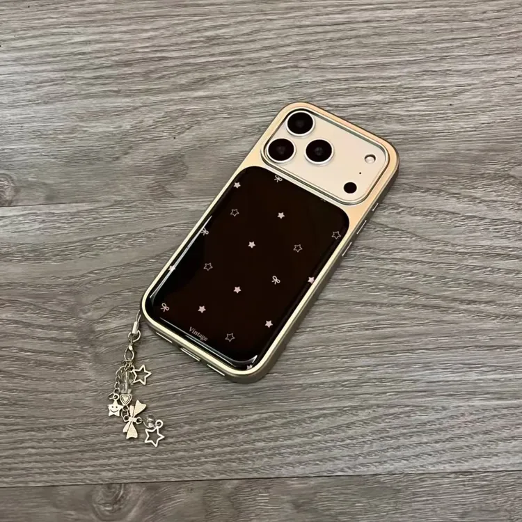 电镀滴胶黑底星星适用iPhone17promax手机壳苹果16Pro少女15/14