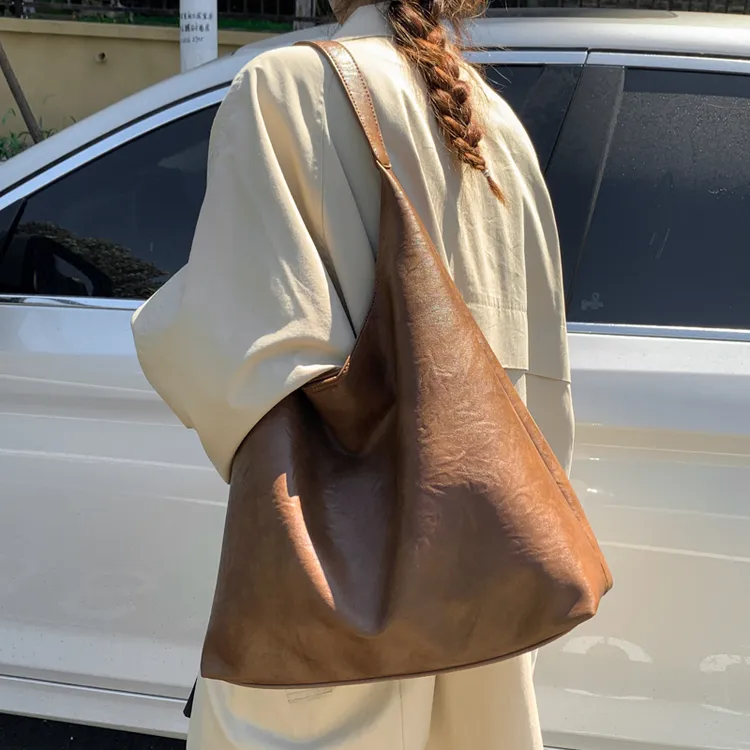 PARACVTOU/帕卡图知性风复古托特包单肩包秋冬麂皮绒包包通勤文艺