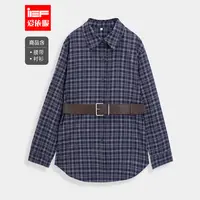 IEF/爱依服2025秋季新款时尚复古休闲风通勤气质格子中衬衫上衣