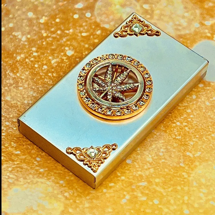 铝合金材质滑盖粗中细支烟盒金属旋转美元标志个性创意烟盒送男士