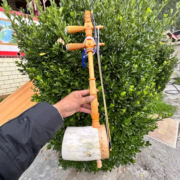 藏民族乐器牛角弦子精品