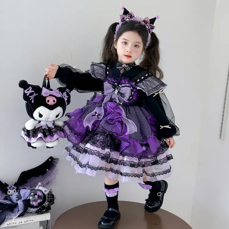 女童库洛米洛丽塔公主裙万圣节新款儿童洋气蓬蓬裙宝宝生日礼服裙