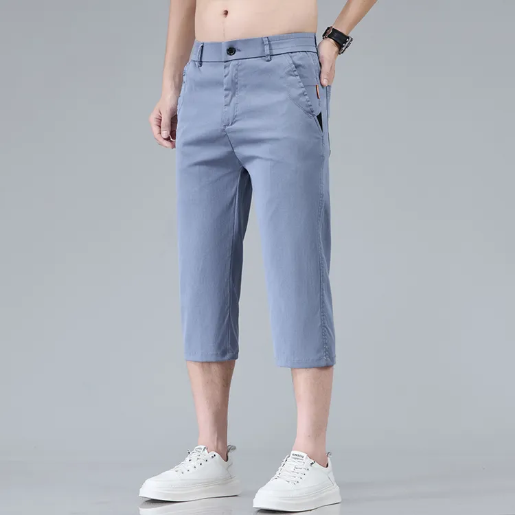 夏季薄款高品质莱赛尔天丝透气潮流七分裤宽松中裤休闲裤男大码