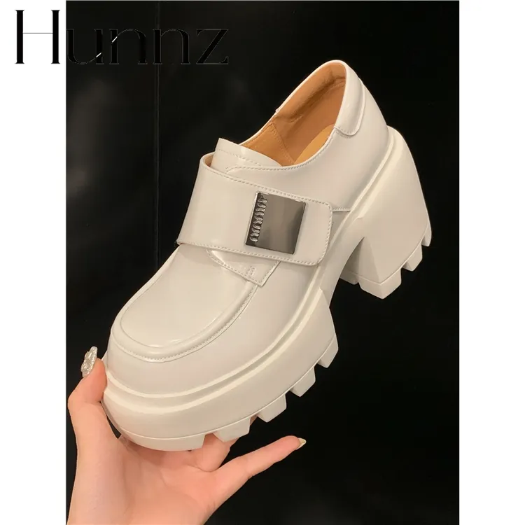 hunnz乐福鞋女款2025新款爆款8厘米跟高英伦风高端大气上档次个性