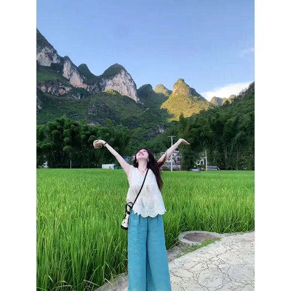 法式蕾丝边飞飞袖衬衫女装夏季高腰宽松休闲阔腿裤两件套