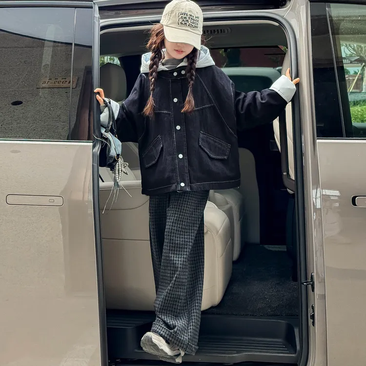 25MF016女童牛仔外套秋冬款2025新款女孩洋气加厚棉服女大童冬装