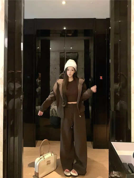 休闲时尚运动套装女装2025新款爆款秋冬卫衣外套搭配阔腿裤两件套