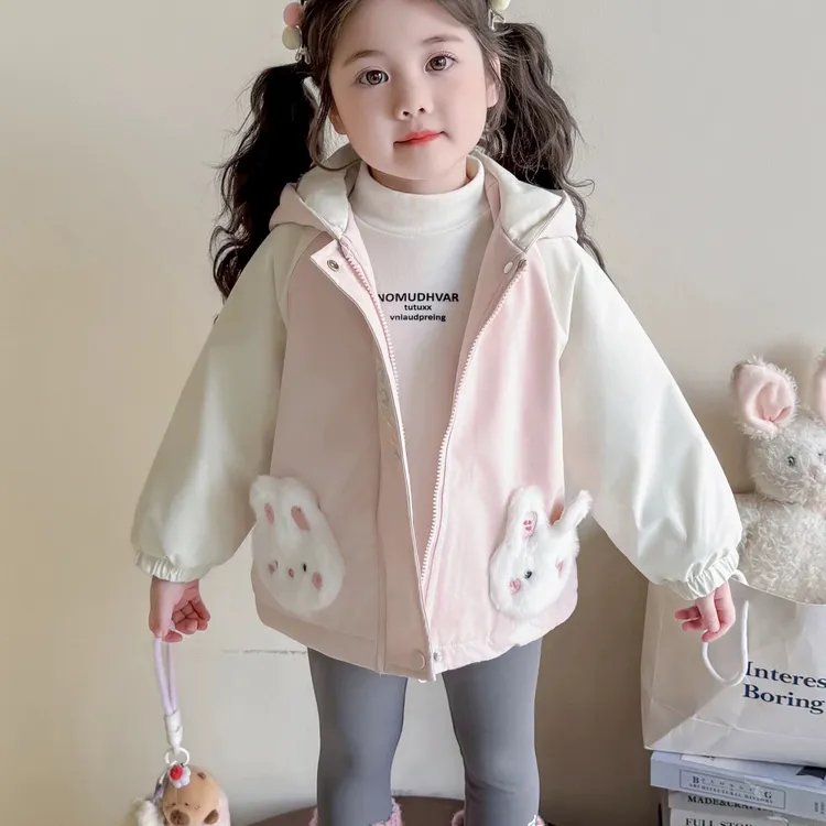 釉兮kids可爱兔女童冲锋衣外套