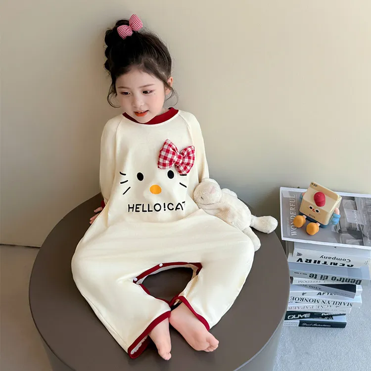 儿童连体睡衣春秋纯棉女童长袖洋气卡通爬服婴儿宝宝秋款防踢睡袋